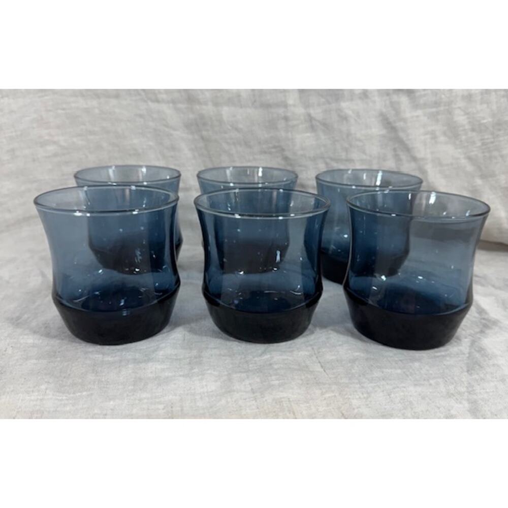 Vintage Libbey Apollo Blue Glass Set of Six